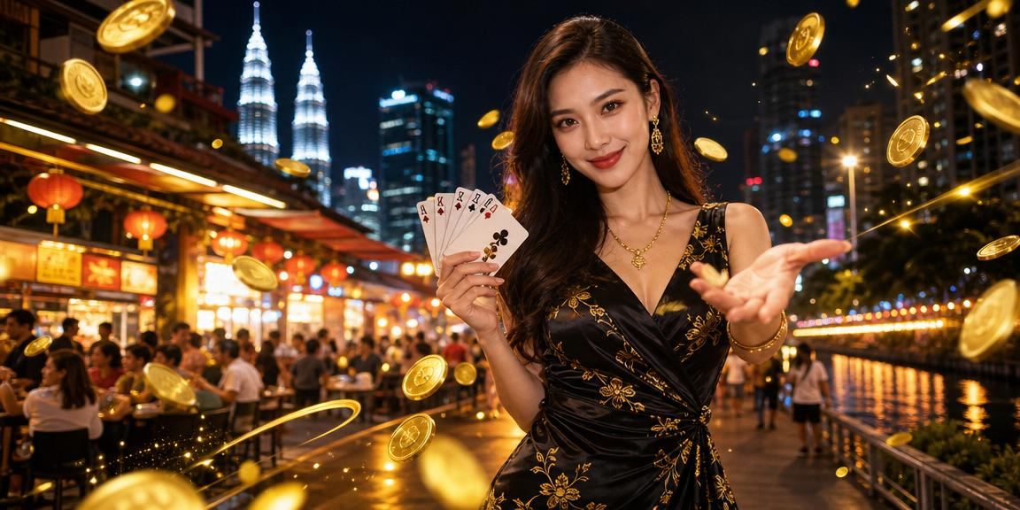 Pemain poker serius di meja dengan kad dan cip